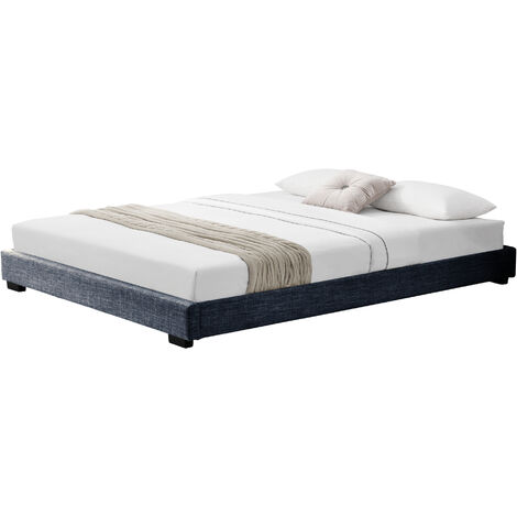 Letto Francese Hamar 140 x 200 cm Rivestimento in Tessuto Grigio scuro Corium