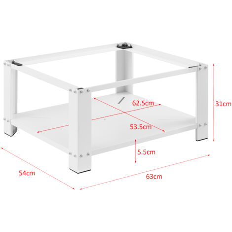 Base Rialzata Con Cassetto Per Lavatrice E Asciugatrice - 63x54x31 Cm, Carico 150 Kg, Bianco