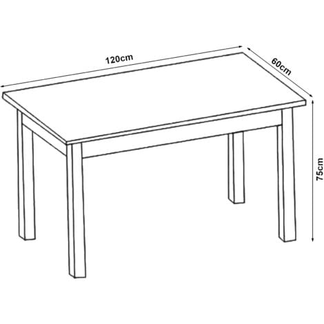 Tavolo da Pranzo Rettangolare 120 x 60 cm con Gambe in Acciaio Tavolo da Cucina fino a 4 Posti in Design Moderno - Effetto Cemento / Bianco