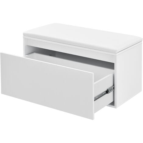 Panchina Portascarpe Degerfors con Cassetto 80x39x45 cm Bianco [en.casa]