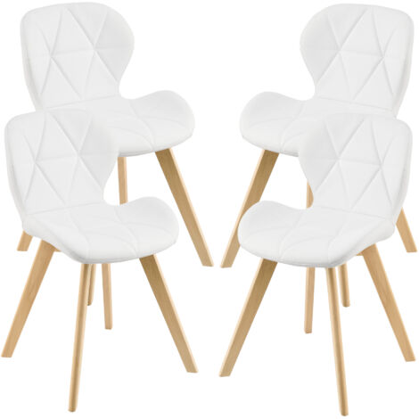 Set 4 Sedie Älmhult con Rivestimento in Similpelle Trapuntata - Bianco [en.casa]