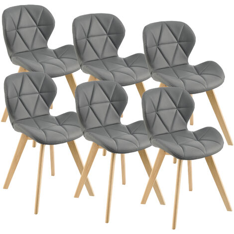 Set 6 Sedie Älmhult con Rivestimento in Similpelle Trapuntata - Grigio [en.casa] (1/5)