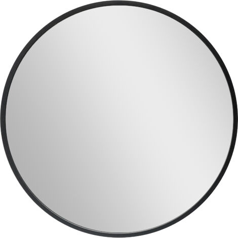 Koonmi Specchio Rotondo Parete 50 Cm – Nero Con Cornice In Alluminio – Antisfondamento Per Bagno E Soggiorno