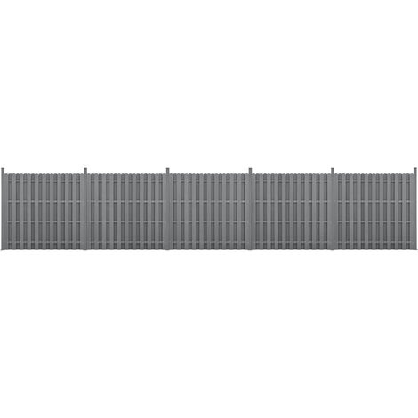 Recinzione in WPC per Giardino Staccionata a Doppia Faccia Steccato Alto 185 cm Lungo 932 cm Grigio NEU.HOLZ