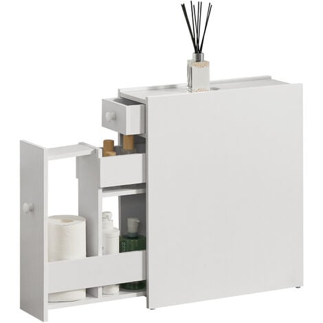 Mobile da Bagno a Terra (AxPxL) 58 x 16 x 48 cm Contenitore Salvaspazio con Cassetti Armadietto da Bagno - Bianco