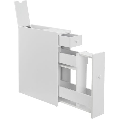 Mobile da Bagno a Terra (AxPxL) 58 x 16 x 48 cm Contenitore Salvaspazio con Cassetti Armadietto da Bagno - Bianco
