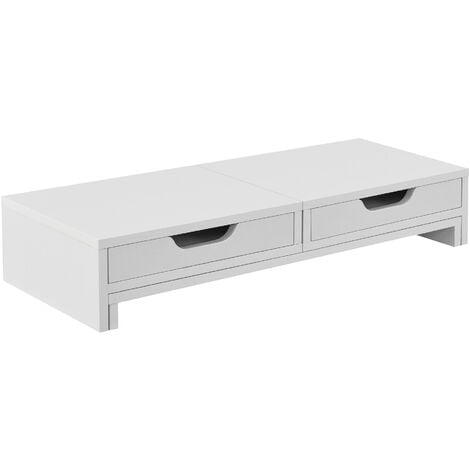 Supporto di Rialzo Monitor 'Marttila' Stand per 2 Schermi - Base con  Cassetti - Bianco [en.casa]