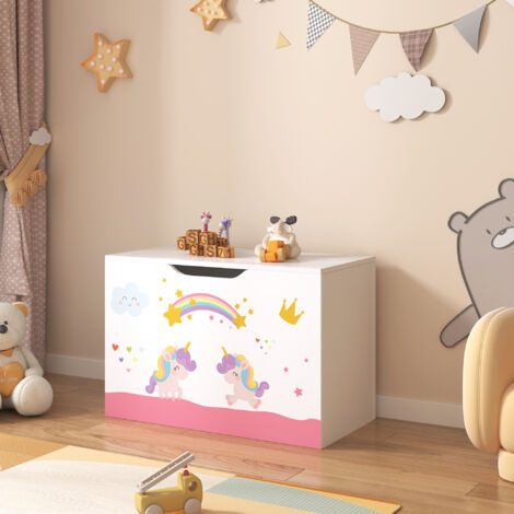 Baule 'Oleiros' per Giocattoli Cassapanca per Cameretta - Decorazione Unicorno [en.casa]