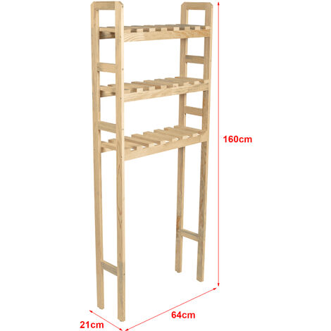 Sovrastruttura Per Lavatrice 160x66x34cm - Scaffale Con 3 Ripiani Effetto Noce, Mobile Salvaspazio Per Bagno - Foto 9