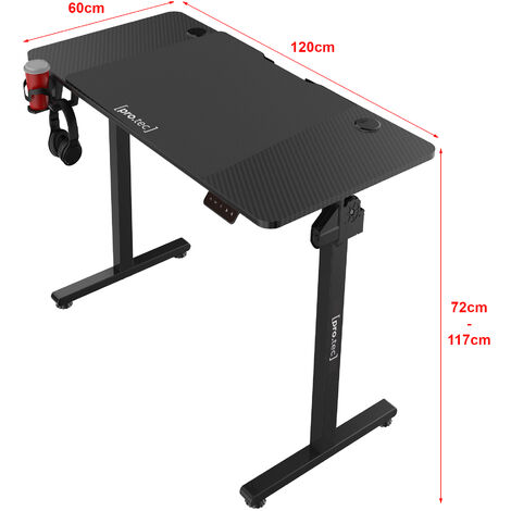 Scrivania 'Stryn' Regolabile in Altezza (LxPxA) 120 x 60 x 72-117 cm  Sollevamento Elettrico Postazione di Lavoro - Piano Bianco - pro.tec