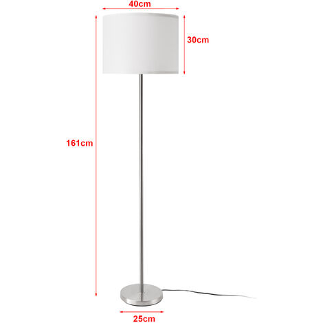 Lampada da Terra Tamworth con Paralume Cilindrico Bianco - lux.pro