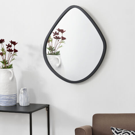 COSTWAY Specchio da Parete 78x56 cm, Specchio da Bagno a Forma Irregolare con Base Posteriore