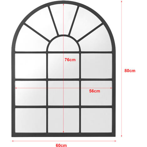 Specchio da Parete 'Villalago' (AxL) 80 x 60 cm Specchio Diviso Cornice in  MDF Forma Arcuata 