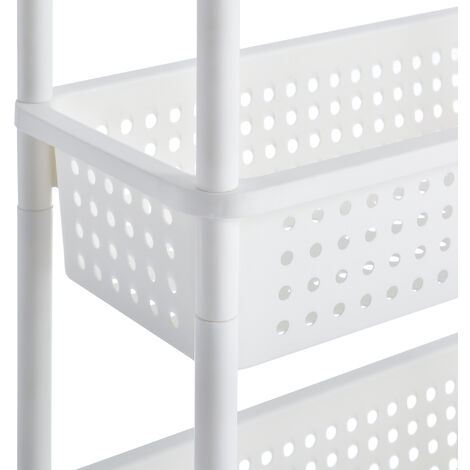 Scaffale portaoggetti con ruote 72x12x54,5cm Bianco Carello Bagno Cuci –  Vicco