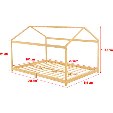 Letto per Cameretta 'Vindafjord' a Forma di Casetta con Materasso 180x200  cm Letto King size per