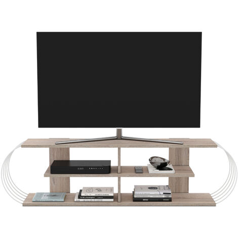 Mobile TV 'Robertsfors' Consolle Basso Porta TV con Ripiani 160 x 31 x 42  cm Mobile TV Moderno Mobile TV da Soggiorno - Effetto Rovere / Bianco  [en.casa]