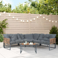 Set Salottino per Esterno Karg Divano Modulare a 3 pezzi e Tavolino con Piano in SPC Rovere Mobili da Giardino - Grigio Scuro / Rattan casa.pro