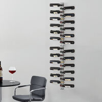 Portabottiglie Pensile da Vino 200 x 5 x 7 cm Supporto in Acciaio per 24 Bottiglie Cantinetta da Parete in Metallo Scaffale per Bottiglie da Vino