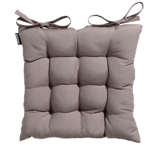 Galette de chaise extérieure 45 x 45 cm – Rembourrage écologique en fibres recyclées – Résistance UV niveau 5 – Revêtement hydrophobe – Taupe – Madison