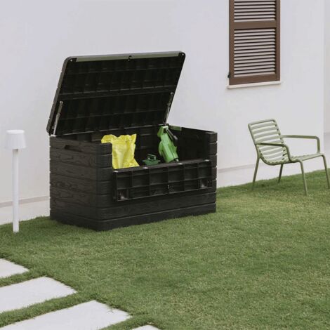 Coffre de jardin 970L en polypropylène recyclé – Résistant aux UV – Ouverture assistée par piston – Verrouillable – Toomax (1/5)