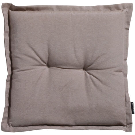 Coussin d'assise extérieur 50 x 50 cm – Rembourrage en fibres recyclées – Résistant à la chaleur – Housse amovible taupe – Madison