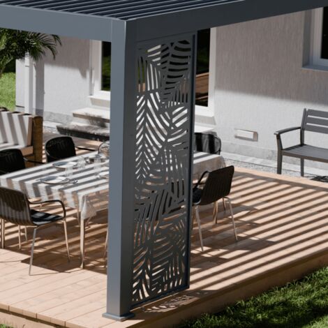 Ombrea – Panneau décoratif à feuilles verticales 1M – Aluminium anthracite – Fixation simple – Résistant aux intempéries