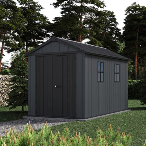 Keter – Abri de jardin résine 230 x 350 x 246 cm – Surface 7,2 m² – Double porte avec fenêtres – Résistant aux intempéries
