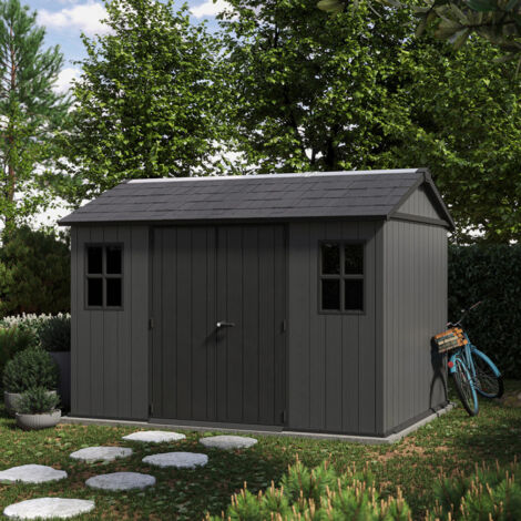 Keter – Abri de jardin résine 350 x 230 x 246 cm – Surface 8,05 m² – Panneaux Evotech double parois – Résistant aux intempéries
