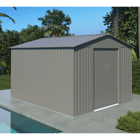 Abri de jardin métal 7,9 m² – Structure acier galvanisé – Dimensions 261 x 301 x 198 cm – 2 portes coulissantes verrouillables – La Maison Du Jardin (1/6)