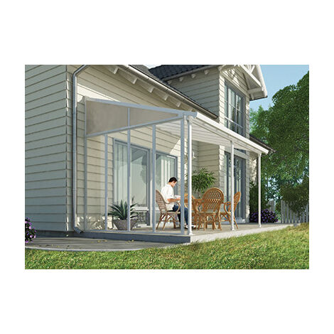 Palram – Panneau latéral pour toit terrasse 3m blanc – Structure en aluminium – Épaisseur polycarbonate 6mm – Protection contre vent et pluie (1/4)