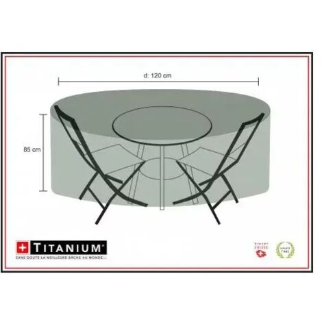 Housse de protection pour table ronde + chaises 120 x 120 x 85 cm - Noir (1/4)