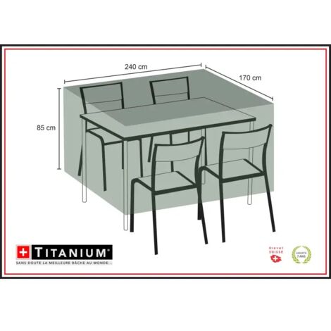Housse de protection pour table rectangulaire + chaises 240 x 170 x 85 cm - Noir (1/4)