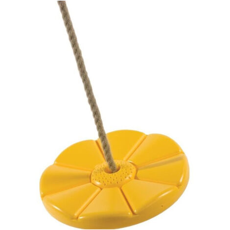 Chalet & Jardin – Disque balançoire jaune 28 cm – En PEHD avec anneaux de suspension – Épaisseur 0.40 cm – Poids 0.55 kg – Huit de réglage en acier galvanisé