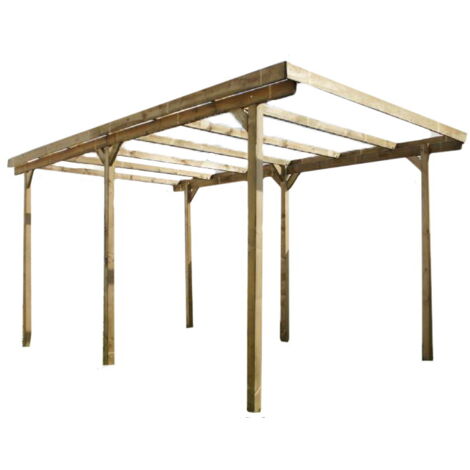 Chalet & Jardin – Carport en bois sans couverture 15 m² – Structure en sapin du Nord traité autoclave – Dimensions 304x502x223 cm – Hauteur sous poutre 201 cm