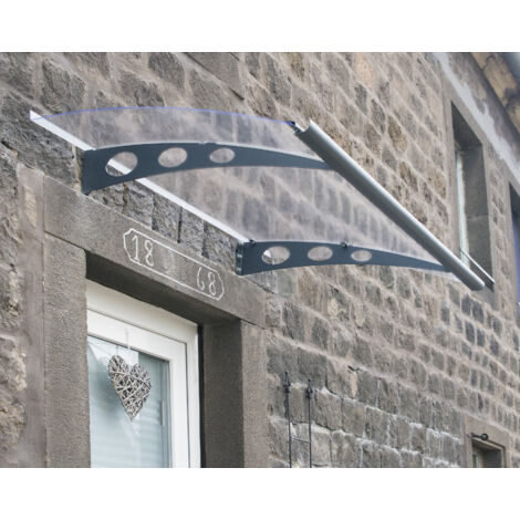 Palram – Marquise auvent en aluminium et polycarbonate 135 x 90,5 cm – Toit traité anti-UV – Résistance au vent 90 km/h – Kit d'installation inclus