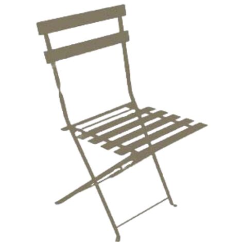 Chalet & Jardin – Lot de 2 chaises pliantes bistrot en acier époxy – Coloris taupe – Dimensions dépliées 41x46,5x81 cm – Poids max 110 kg (1/2)