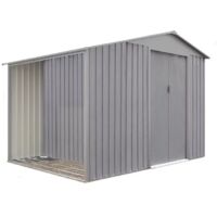 Chalet & Jardin – Abri de jardin en métal avec bûcher intégré – Acier galvanisé – 5,3 m² – Système d'aération pour protection contre l'humidité