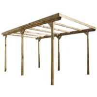 Chalet & Jardin – Carport bois 15m² sans toit – Structure en sapin du Nord traité autoclave – Dimensions ext. 304 x 502 cm – Hauteur sous poutre 201 cm