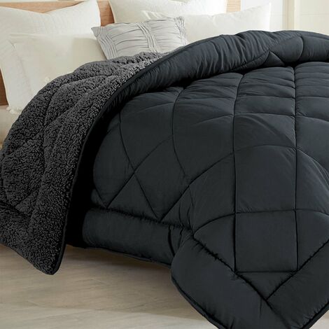 Sampur – Couette sherpa réversible été-hiver 220x240 cm – Garnissage microfibre hypoallergénique – Technologie thermorégulatrice