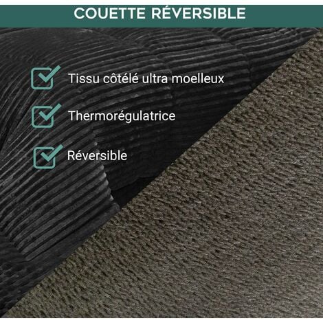 Couette Coton Club SAMPUR - Chaude 400 g/m² - Thermorégulatrice - 100% microfibre - 240 x 260 cm