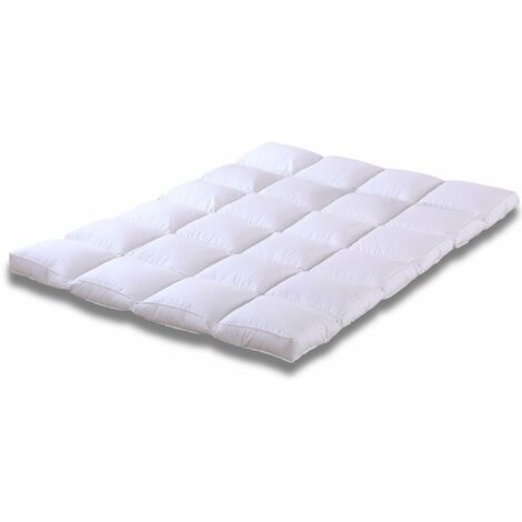 Sampur – Surmatelas en plumes de canard 160x200 cm – Épaisseur 6 cm – Anti-acariens et anti-bactériens – Confort ergonomique