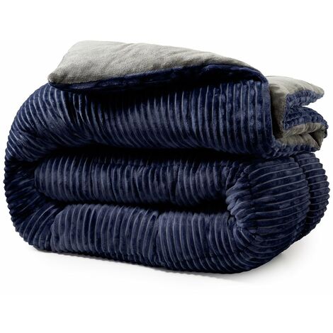 Couette Coton Club SAMPUR bleue - Chaude 400 g/m² - Thermorégulatrice - 100% microfibre - 240 x 260 cm