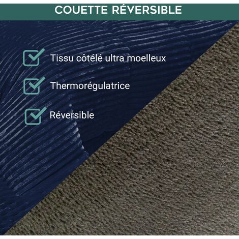 Couette Coton Club SAMPUR bleue - Chaude 400 g/m² - Thermorégulatrice - 100% microfibre - 240 x 260 cm