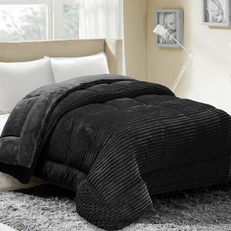 Sampur – Couette 220 x 240 cm en microfibre – Garnissage 400 g/m² thermorégulatrice – Anti-acarien et hypoallergénique – Coloris gris