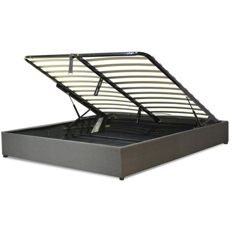 Sampur – Lit coffre Vegas 200x200 cm – Coffre XXL avec vérins robustes – Structure en fibre de bois et lattes en peuplier – Rangement ergonomique (1/5)