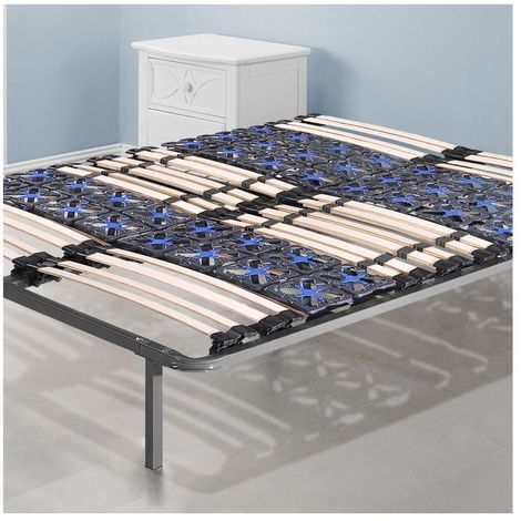 Sommier Nightitude 200x200cm Sommier a lattes et plots flexibles Pieds inclus (1/3)