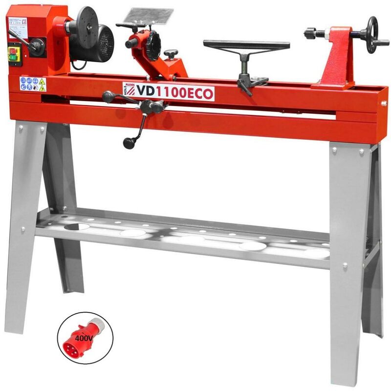 VEVOR VEVOR Torno para Madera 400 W 220 V 50 Hz Torno de Banco para Madera  1100-3400 RPM 350 mm x 500 mm Torno de Madera para Taladro Altura del  Soporte de