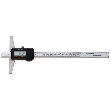 Pie de rey electrónico digital de profundidad de acero inox. Base 150mm FERVI C044/300
