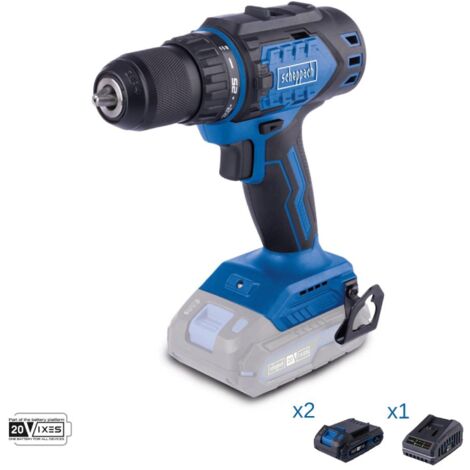 Taladro atornillador 20v 2 baterias 2.0Ah y cargador ixes Scheppach bc-dd60-x