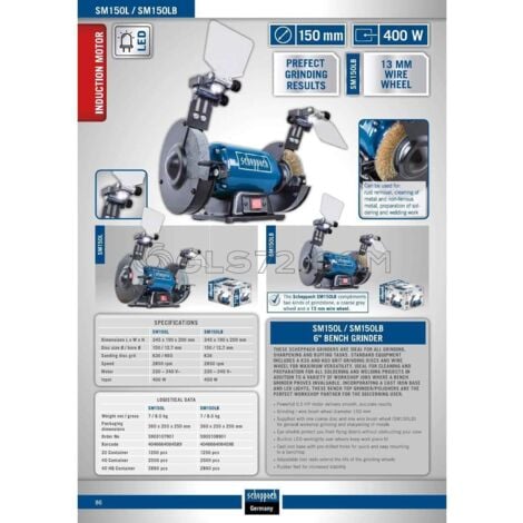 AMOLADORA PULIDORA ESMERILADORA DE BANCO ø150mm 400W SCHEPPACH SM150L